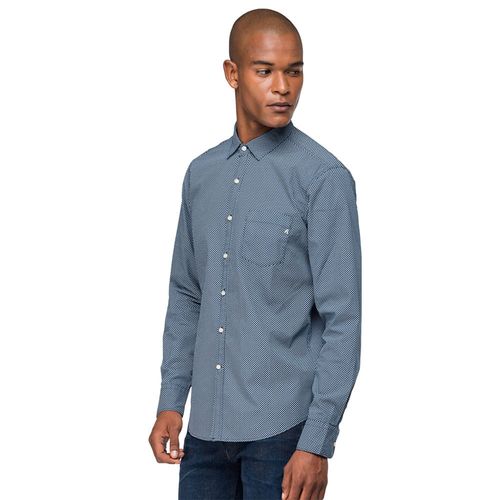 Camisa Para Hombre Micro Dots Printed Fabric Replay