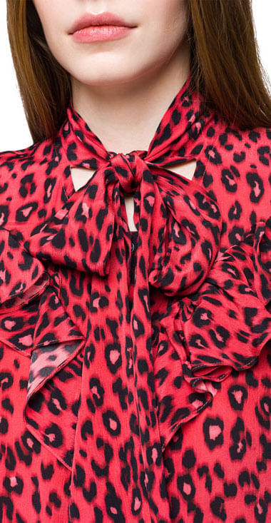 Camisa Para Mujer All Over Animalier Crepe De Chine Replay