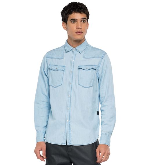 Camisa Para Hombre 6 Oz Light Indigo C Replay