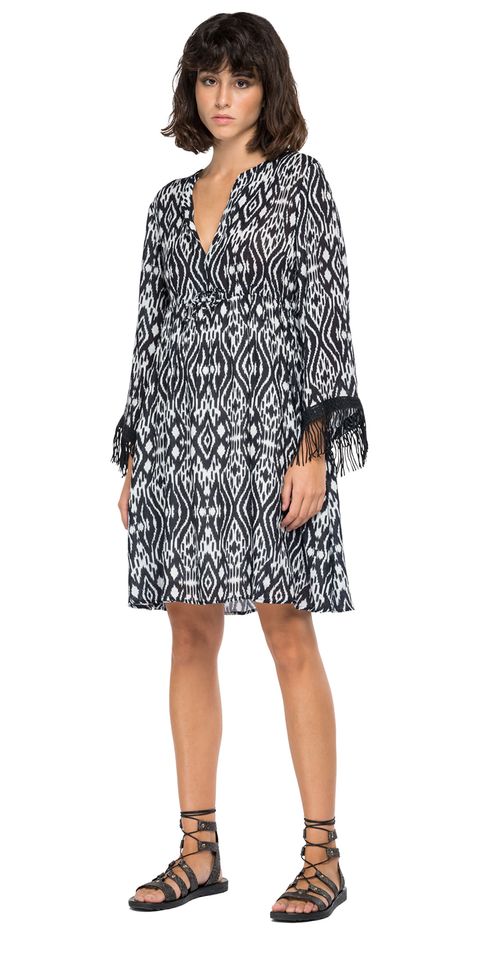 Vestido Medio Para Mujer All Over Printed Vi Replay