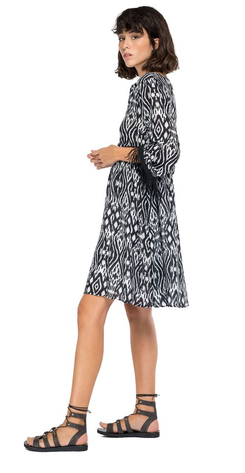 Vestido Medio Para Mujer All Over Printed Vi Replay
