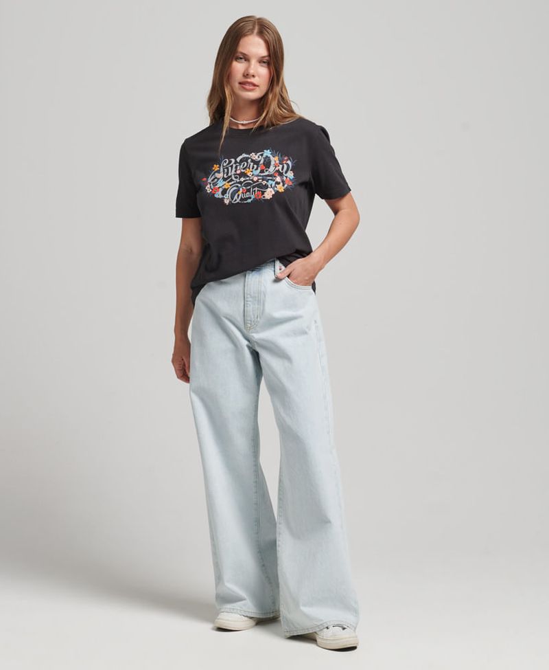 Camiseta-Para-Mujer-Vintage-Floral-Scripted-Tee-Superdry
