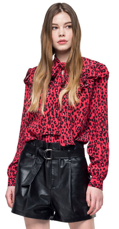 Camisa Para Mujer All Over Animalier Crepe De Chine Replay