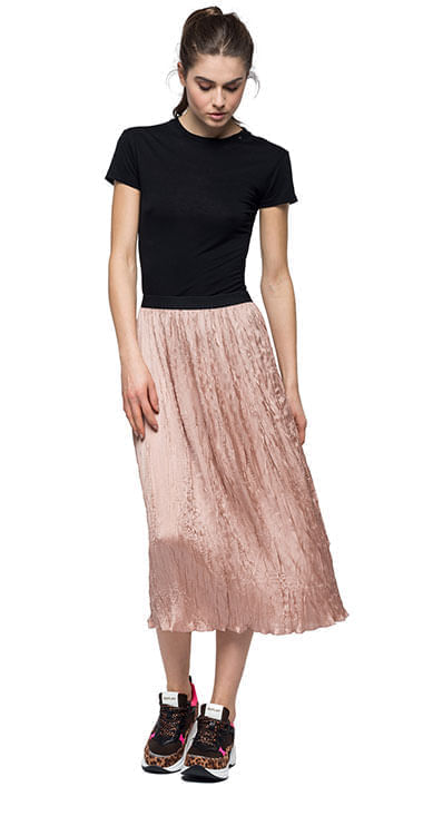 Falda Media Para Mujer Heavy Poly Satin Replay