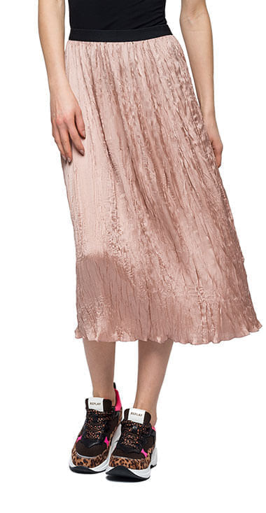 Falda Media Para Mujer Heavy Poly Satin Replay