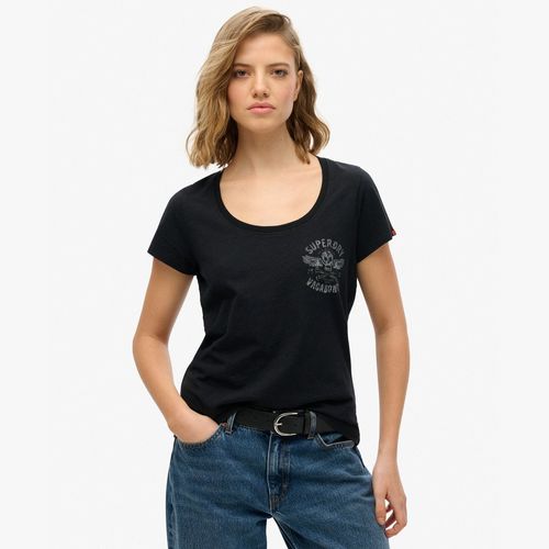 Camiseta Manga Corta Para Mujer Lo-Fi Biker Scoop Neck Tee Superdry