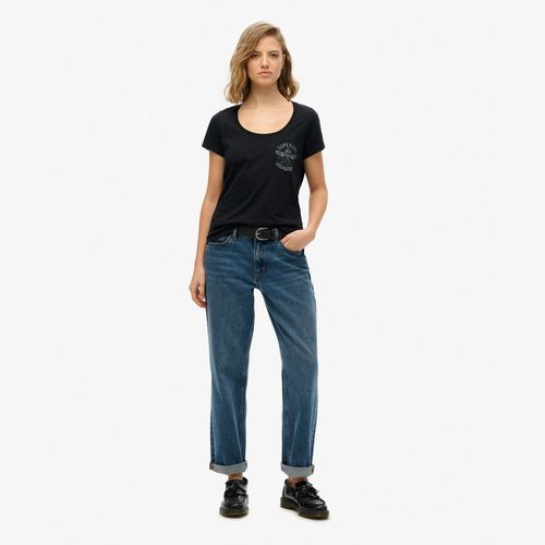 Camiseta Manga Corta Para Mujer Lo-Fi Biker Scoop Neck Tee Superdry