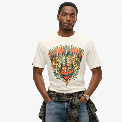 Camiseta Manga Corta Para Hombre Biker Rock Graphic Loose Tee Superdry