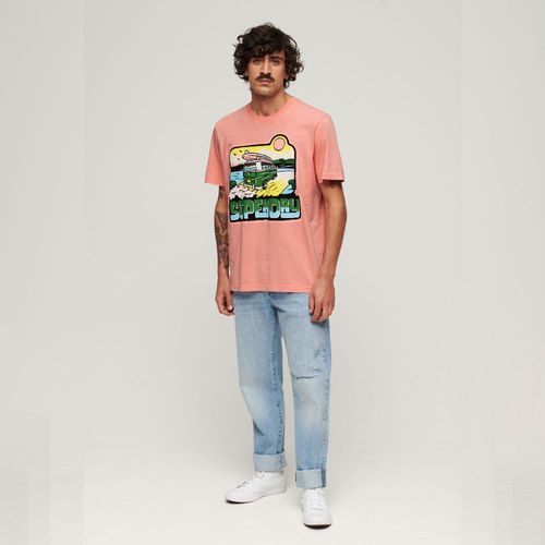 Camiseta Manga Corta Para Hombre Neon Travel Graphic Loose Tee Superdry