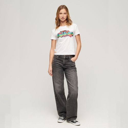 Camiseta Manga Corta Para Mujer Cali Sticker Fitted Tee Superdry