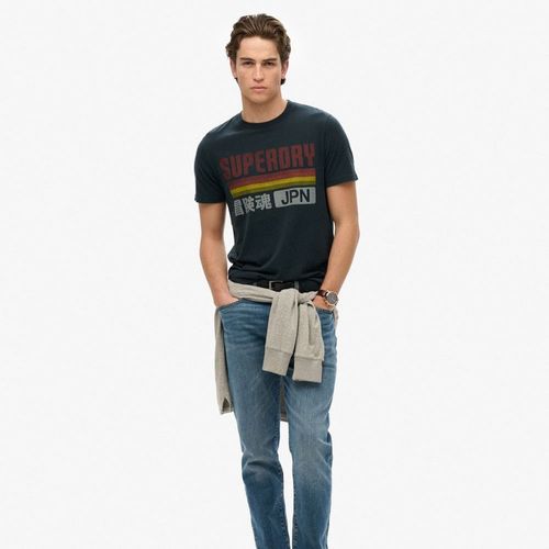 Camiseta Manga Corta Para Hombre Japan Stripe Relaxed Tee Superdry