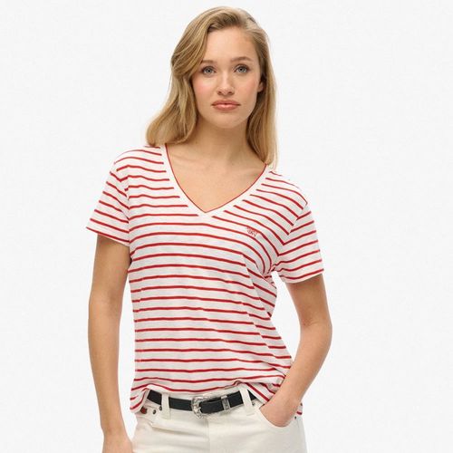 Camiseta Manga Corta Para Mujer Studios Slub Emb Vee Tee Superdry