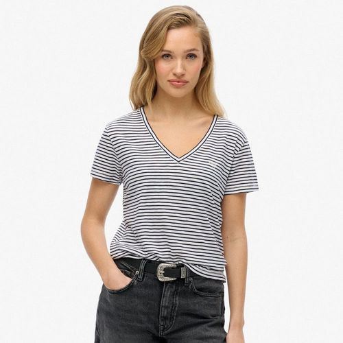 Camiseta Manga Corta Para Mujer Studios Slub Emb Vee Tee Superdry