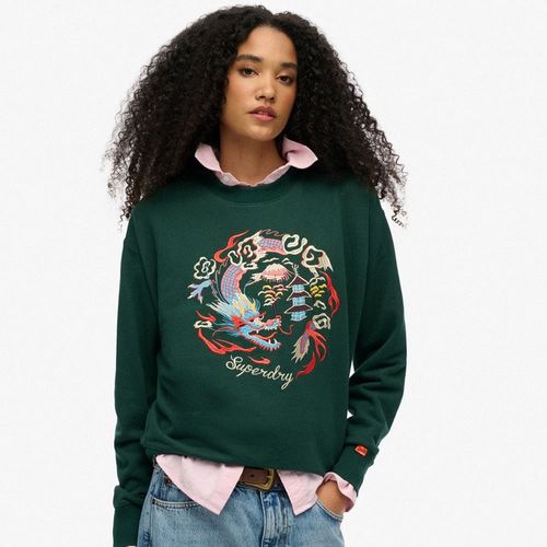 Buzo Cerrado Para Mujer Suika Embroidered Loose Crew Superdry