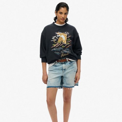 Buzo Cerrado Para Mujer Suika Embroidered Loose Crew Superdry